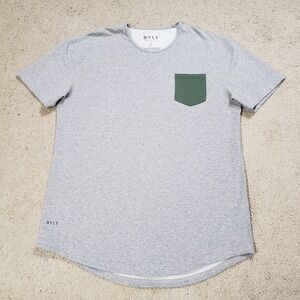 Bylt Shirt Mens XL Gray Drop Cut Lux Green Pocket Casual Performance Stretch